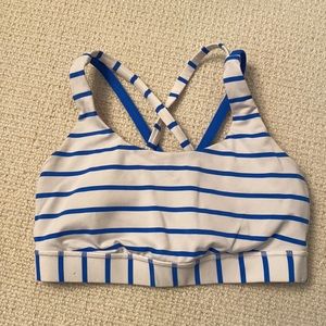 lululemon athletica Blue and White Striped Sports Bra